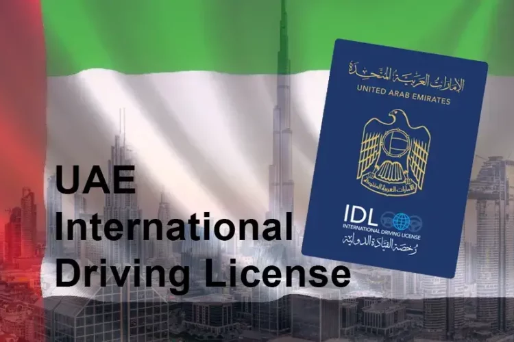 International Driving license V1 in the picture a UAE international driving license is shown